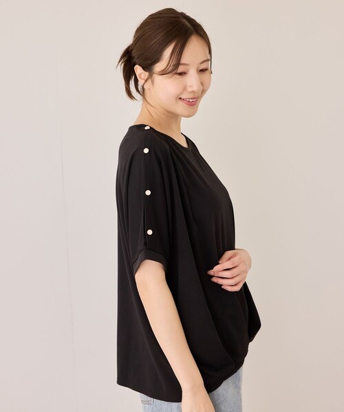 Jayro（ジャイロ）の「金釦裾タックプルオーバー（Tシャツ/カットソー・レディース・ブラック/ホワイト/グリーン/ブルー・M）」の7枚目の写真