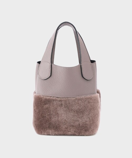 ROPE'（ロペ）の「【RIPANI（リパーニ）】MOUTON COMBINATION BUCKET BAG｜2wayバケツバッグ（ハンドバッグ・レディース・ライトグレー/カーキ・F）」の2枚目の写真
