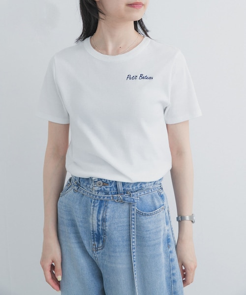 URBAN RESEARCH DOORS(アーバンリサーチドアーズ)の「『別注』PETIT BATEAU×DOORS EMBROIDERYT-SHIRTSCU(Tシャツ/カットソー・レディース・ECUME/BELUGA/SMOKING・S/M)」の6枚目の写真