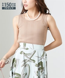 nissen | 小さいサイズ　ランダムリブスクエアタンクトップ　低身長さん・小柄女性(Tシャツ/カットソー)