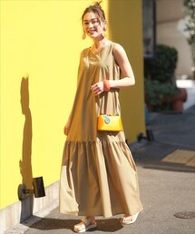 nissen | 大きいサイズ裾切替ノースリーブワンピース（マキシ丈）(ワンピース)