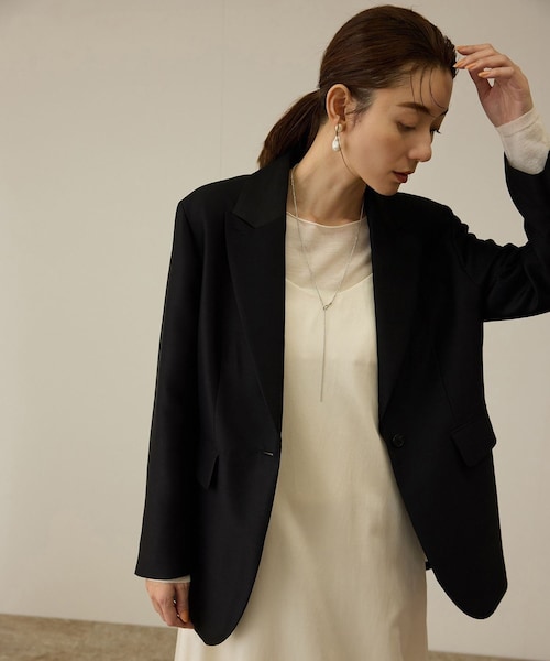ROPE'（ロペ）の「シルクウールオーバージャケット（テーラードジャケット・レディース・ブラック/オフホワイト・36/38）」の20枚目の写真