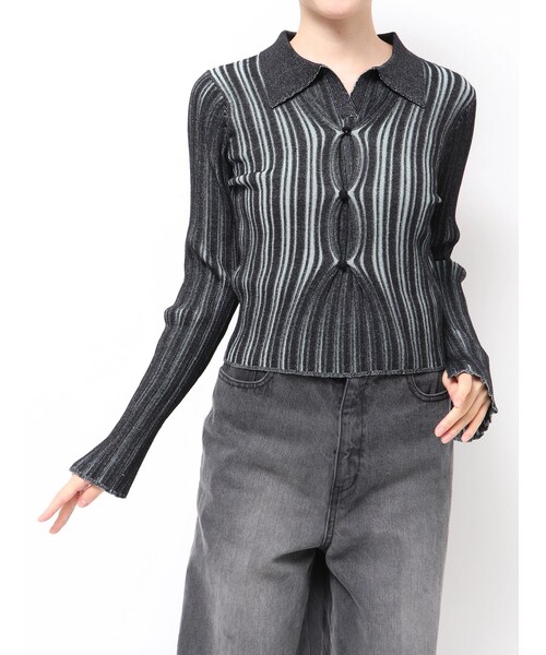 MURUA（ムルーア）の「フロントピンチニット（ニット/セーター・レディース・グレー/ブラック/パープル/ベージュ・F）」の10枚目の写真