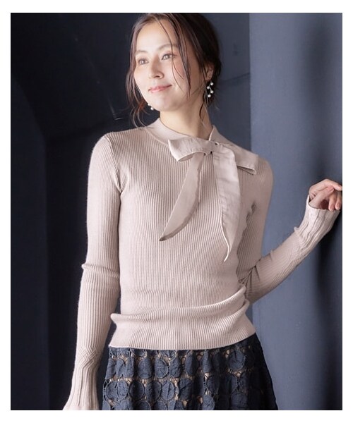 nissen（ニッセン）の「【Hana服】衿リボンニット（ニット