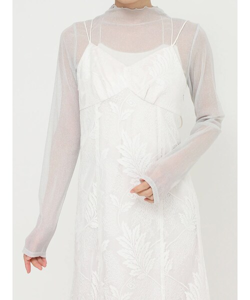 MERCURYDUO（マーキュリーデュオ）の「アソートシアートップス（Tシャツ/カットソー・レディース・シルバー/ゴールド/オフホワイト/ブラック/アイスブルー・F）」の4枚目の写真