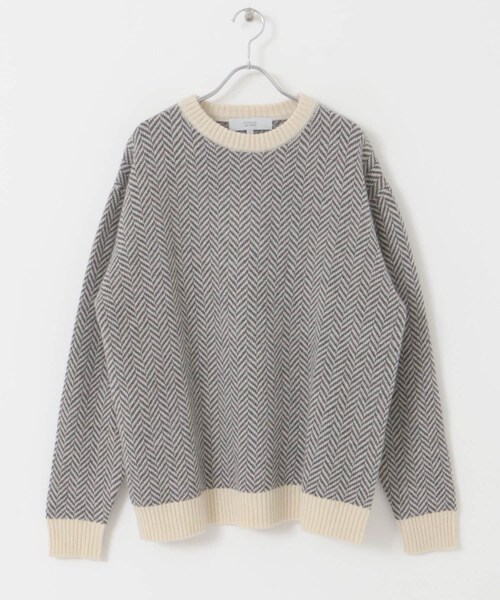 URBAN RESEARCH ROSSO（アーバンリサーチロッソ）の「『XLサイズあり』ヘリンボーン柄クルーネックニット（ニット/セーター・メンズ・IVORY/BLACK/GREIGE/NAVY/GRAY・S/M/L/XL）」の18枚目の写真