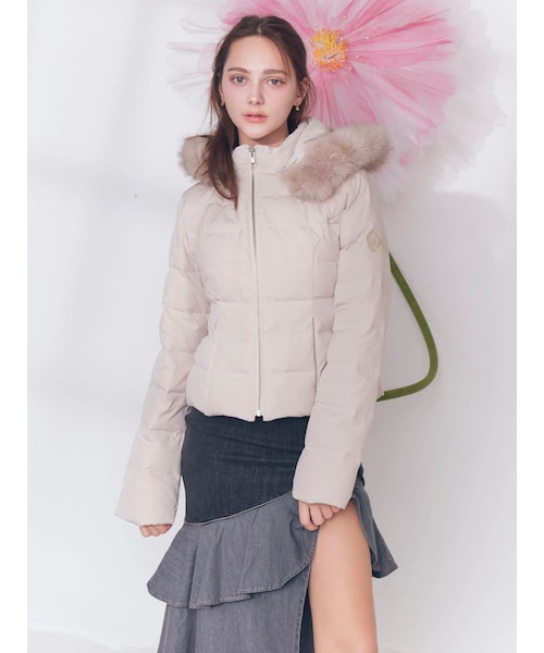 EATME（イートミー）の「キルティングラインダウンブルゾン（ダウンジャケット/コート・レディース・アイボリー/ブラック/ピンク・F）」の6枚目の写真