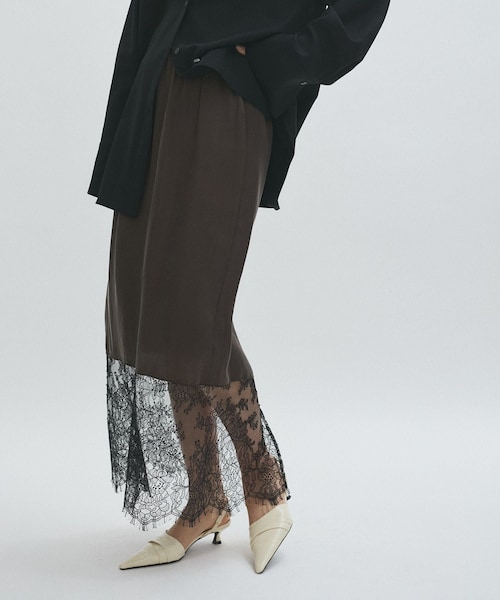 ADAM ET ROPE'（アダムエロペ）の「【EMOELLE】キュプラレースイージースカート（スカート・レディース・ダークブラウン/ピンク・F）」の17枚目の写真