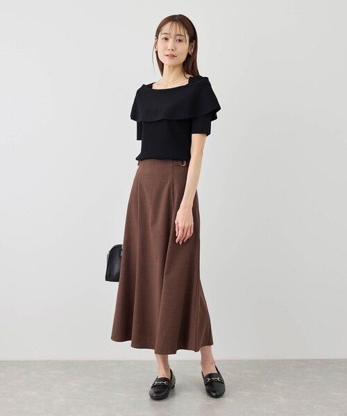 ROPE' PICNIC（ロペピクニック）の「八方映えニット ハーフスリーブケープニットプルオーバー/UVカット・接触冷感・イージーケア（ニット/セーター・レディース・ブラック/オフホワイト/ブラウン/サックス・F）」の10枚目の写真