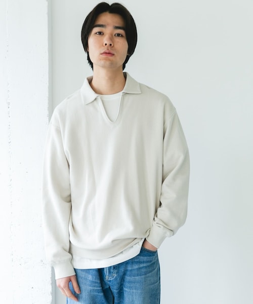 URBAN RESEARCH DOORS(アーバンリサーチドアーズ)の「TOMPKINS裏毛 スキッパースウェット(スウェット・メンズ・GREIGE/BLACK/NAVY・M/L)」の2枚目の写真