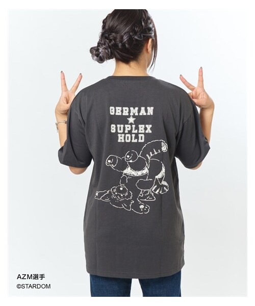 nissen（ニッセン）の「＜大きいサイズ＞アニマルプロレスＴシャツ（スターダムコラボ）（Tシャツ/カットソー・レディース・すみ黒/オフホワイト/モカ・L/LL/3L/4L/5L）」の11枚目の写真