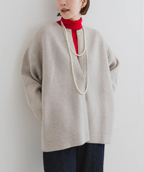 URBAN RESEARCH ROSSO（アーバンリサーチロッソ）の「F by ROSSO　ハミルトン接結ニットコート（テーラードジャケット・レディース・L/GREIGE/GRAY/D/CHERRY・Free）」の21枚目の写真