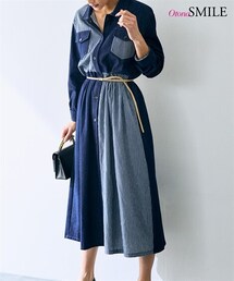 nissen | デニム切替ワンピース【OtonaSMILE】(ワンピース)