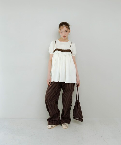 KBF（ケイビーエフ）の「バイカラークリンクルビスチェ（その他トップス・レディース・KHAKI×IVO/CCL×BLUE/IVORY×BRN・One）」の11枚目の写真