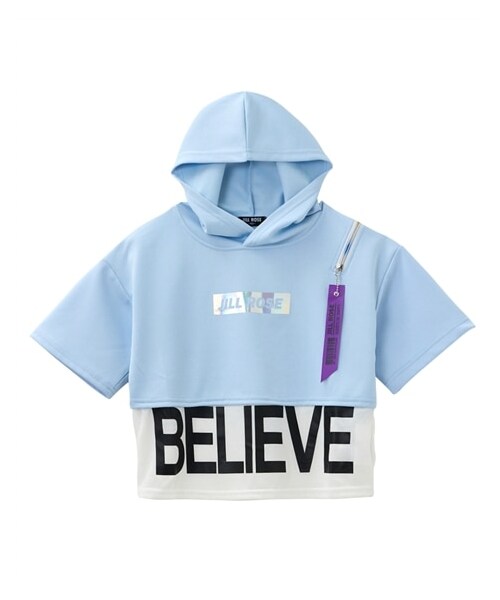 nissen（ニッセン）の「レイヤード風フード付き半袖Tシャツ（女の子）（Tシャツ/カットソー・キッズ・アイスブルー/チャコール・140/150/160）」の7枚目の写真