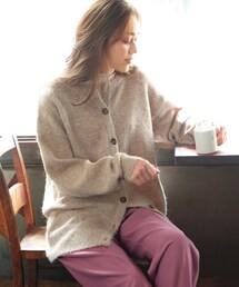 nissen | ふんわり柔らかシャギービッグシルエットキーネックカーディガン(ニット/セーター)