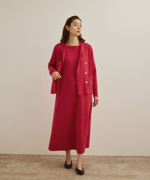 ROPE'(ロペ)の「シルクコットン総針Aラインワンピース/イージーケア(ワンピース・レディース・ネイビー/レッド・F)」の11枚目の写真