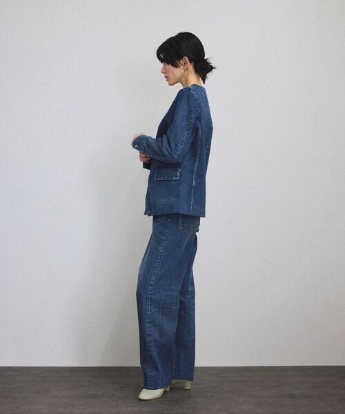 ADAM ET ROPE'（アダムエロペ）の「【TANAKA（タナカ）】NO COLLOR JEAN JACKET/デニムジャケット（デニムジャケット・レディース・ブルー系・S）」の8枚目の写真