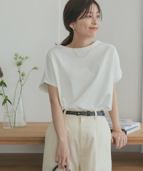 URBAN RESEARCH DOORS(アーバンリサーチドアーズ)の「『UR TECH ひやサラクール』ドライコットンボートネックプルオーバー(Tシャツ/カットソー・レディース・MUSTARD/OFF/PINK/BLUE/NAVY/GRN/TOP GRAY・M)」の12枚目の写真