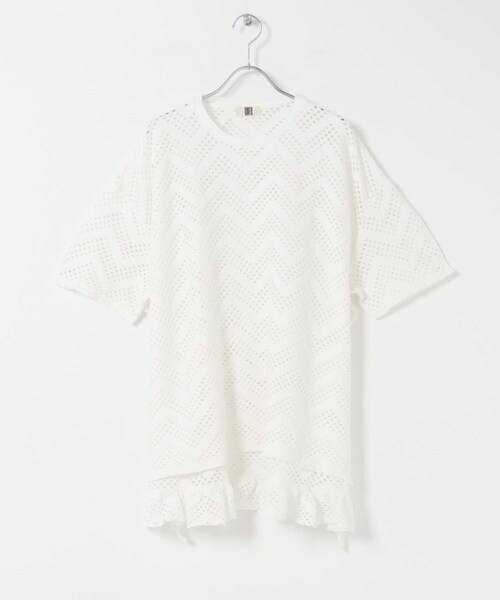 かぐれ(カグレ)の「unfil PATTERN MESH RUFFLED T-SHIRTS(Tシャツ/カットソー・レディース・OFF WHITE/BLACK・1)」の16枚目の写真