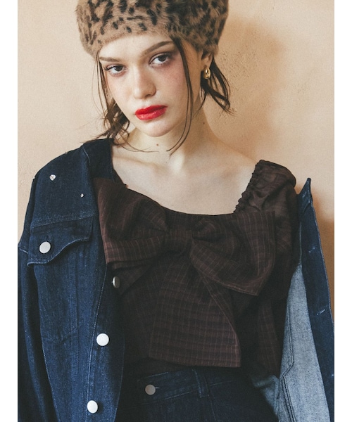 CALNAMUR（カルナムール）の「3WAY PLAID RIBBON BL/3WAYプレイドリボンブラウス（シャツ/ブラウス・レディース・ホワイト/ピンク/ブラウン・F）」の7枚目の写真