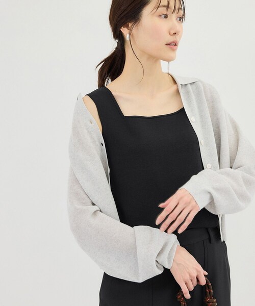 ROPE' PICNIC（ロペピクニック）の「スクエアネックニットタンクトップ（タンクトップ・レディース・ブラック/キナリ/ダークブラウン/クリーム・F）」の9枚目の写真