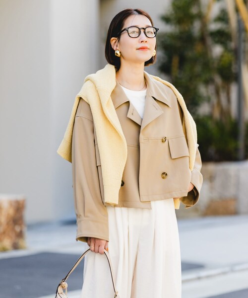 URBAN RESEARCH ROSSO（アーバンリサーチロッソ）の「F by ROSSO　ビッグカラーダブルショートコート（テーラードジャケット・レディース・BEIGE/BROWN・FREE）」の19枚目の写真