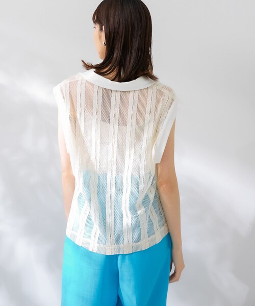 KBF（ケイビーエフ）の「レースノースリーブポロシャツ（ポロシャツ・レディース・L.BLUE/IVORY/BROWN・one）」の7枚目の写真