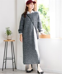 nissen | ミックスニットマキシ丈ワンピース(ワンピース)