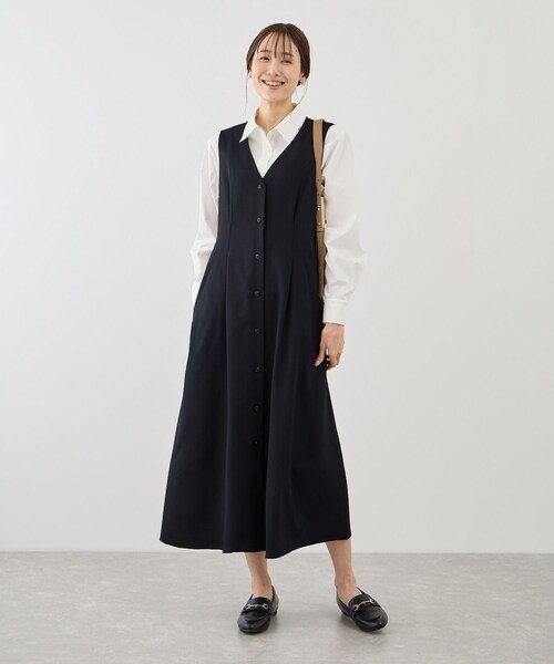 ROPE' PICNIC（ロペピクニック）の「ウエストタックジャンパースカート（ジャンパースカート・レディース・グレー系/ベージュ系/ネイビー・F）」の21枚目の写真