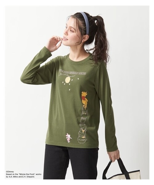 nissen（ニッセン）の「大きいサイズ長袖プリントTシャツ／ディズニー（Tシャツ/カットソー・レディース・カーキ(プー)/グレイッシュミント(ミッキー)/黒(ミッキー&ドナルド)/ローズ(おしゃれキャット)/オフホワイト(ベイマックス)・L~LL相当/3L~4L相当/5L~6L相当/8L相当/10L相当）」の11枚目の写真