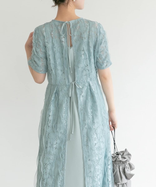 URBAN RESEARCH ROSSO（アーバンリサーチロッソ）の「kaene　リボンチュールエプロンドレス（ワンピース・レディース・mint/black・38）」の2枚目の写真