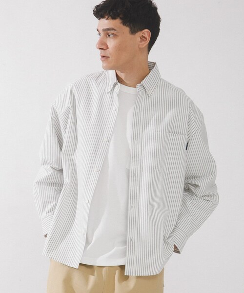 URBAN RESEARCH Sonny Label（アーバンリサーチサニーレーベル）の「抗菌オックスボタンダウンオーバーシャツ（シャツ/ブラウス・メンズ・オフ/サックス/オフストライプ・M/L/XL）」の4枚目の写真