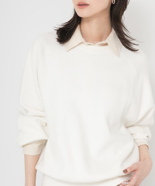 URBAN RESEARCH(アーバンリサーチ)の「コットンカシミヤスウェットニット(ニット/セーター・レディース・OFF WHITE/GRAY/DRK NAVY・Free)」の5枚目の写真