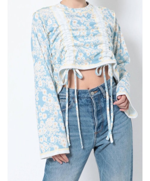 jouetie（ジュエティ）の「フレアスリーブギャザーテレコトップス（Tシャツ/カットソー・レディース・ブラック/ピンク/グリーン/ブルー・M）」の3枚目の写真