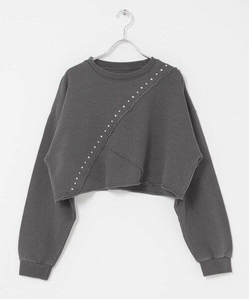 SENSE OF PLACE by URBAN RESEARCH（センスオブプレイスバイアーバンリサーチ）の「スタッズピグメントカットトップ（スウェット・レディース・CHARCOAL/IVORY/BROWN・One）」の18枚目の写真