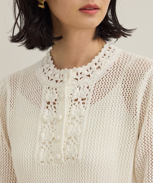 ROPE'（ロペ）の「クロシェニットワンピース/洗える（ワンピース・レディース・ホワイト/ネイビー・F）」の17枚目の写真