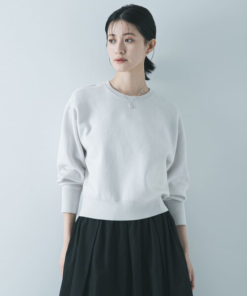 URBAN RESEARCH（アーバンリサーチ）の「ダブルフェイスクルーネックニット（ニット/セーター・レディース・ICE GRAY/PINK/NAVY・Free）」の9枚目の写真