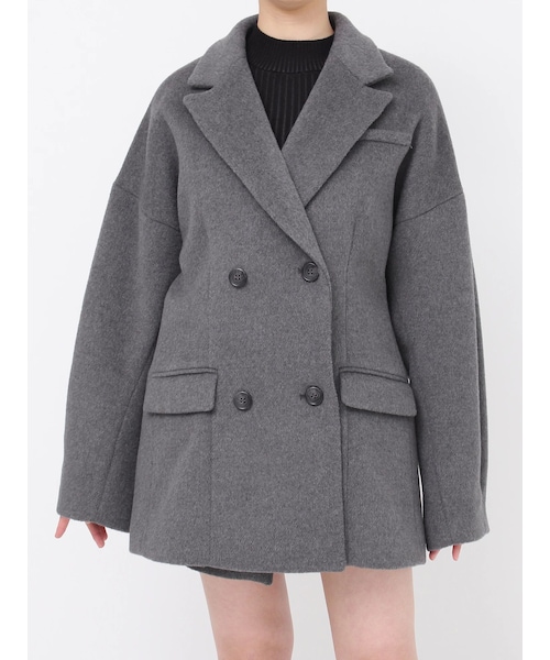 MURUA（ムルーア）の「ウール混オーバーテーラードジャケット（テーラードジャケット・レディース・グレー/モカ・F）」の2枚目の写真
