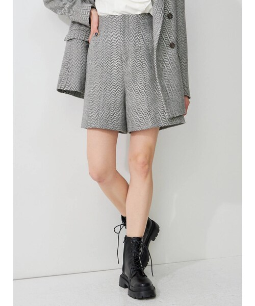 MERCURYDUO（マーキュリーデュオ）の「ハイウエストチェックショートパンツ（その他パンツ・レディース・ライトグレー/ミックス・M/S）」の3枚目の写真
