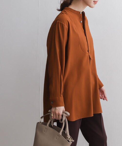 URBAN RESEARCH DOORS（アーバンリサーチドアーズ）の「ドレスシャツチュニック∴（チュニック・レディース・BROWN/OFF WHITE/L.GRAY・one/One）」の19枚目の写真