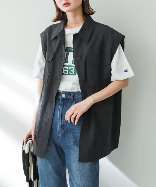 SENSE OF PLACE by URBAN RESEARCH(センスオブプレイスバイアーバンリサーチ)の「2WAYミリタリージャケット(ミリタリージャケット・レディース・CHARCOAL/KHAKI/IVORY・one)」の17枚目の写真