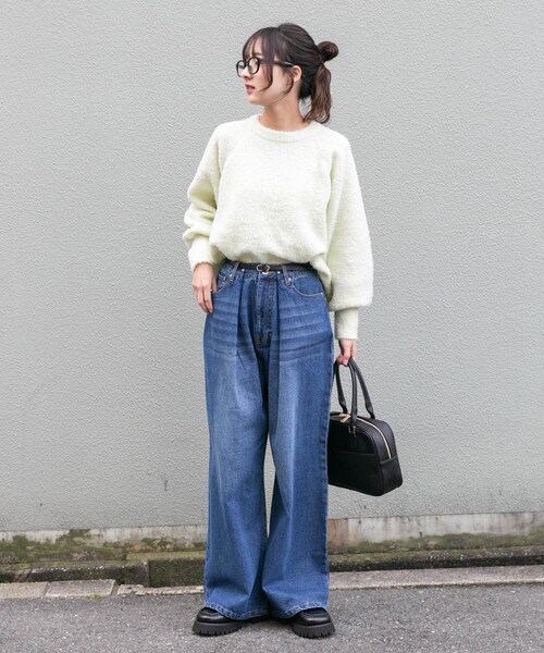 ITEMS URBANRESEARCH（アイテムズ アーバンリサーチ）の「ベルト付ワイドデニム（デニムパンツ・レディース・BLU/BLK・S/M）」の20枚目の写真