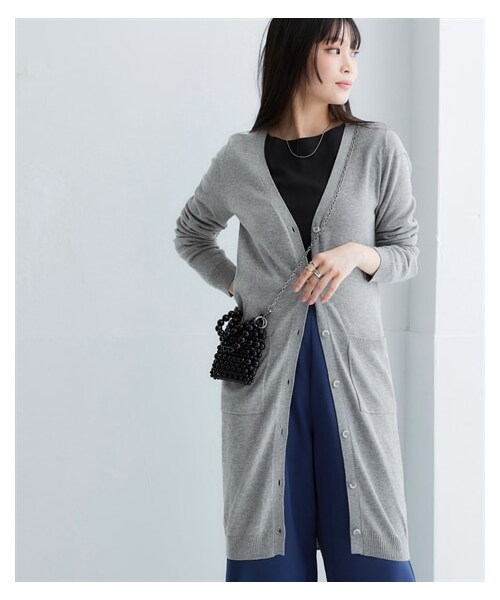 nissen（ニッセン）の「綿混シンプルロング丈ニットカーディガン（ＵＶカット・毛玉になりにくい）＜大きいサイズ有＞（カーディガン/ボレロ・レディース・黒/杢グレー/ブラウン杢/アイボリー杢/チェリーピンク/ミントグリーン/レモンイエロー/ラベンダー/ライトベージュ/ターコイズブルー/ペールブルー/オフホワイト/チャコールグレー杢/ローズピンク・S/M/L/LL/3L/4L/5L/6L/8L/10L）」の18枚目の写真
