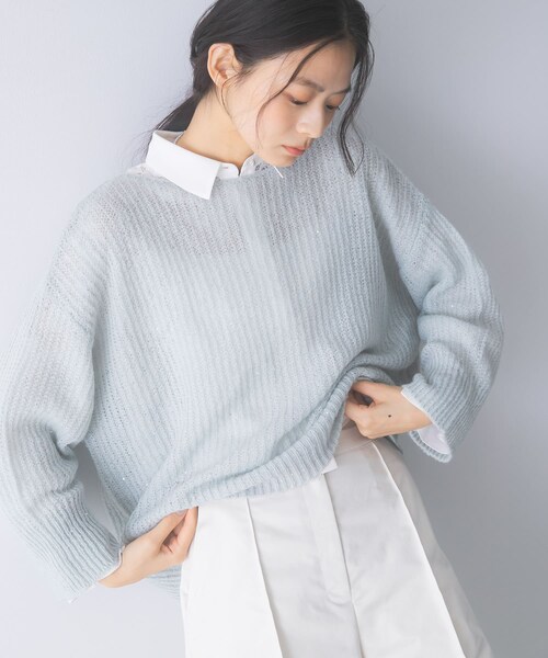 URBAN RESEARCH ROSSO（アーバンリサーチロッソ）の「モヘア混スパンコールシアーニット（ニット/セーター・レディース・OFF WHITE/MINT・Free）」の19枚目の写真