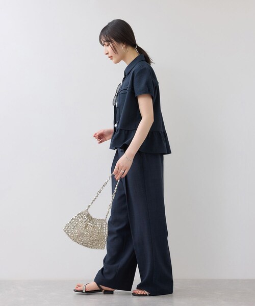 VIS（ビス）の「美easyリネンライクシャツブラウス/接触冷感・セットアップ対応（シャツ/ブラウス・レディース・キナリ/ネイビー/サックス・F）」の10枚目の写真