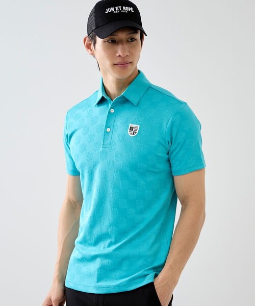 ロゴジャガードジャージー半袖シャツ/UV・吸水