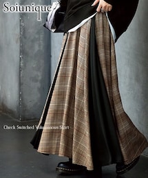 Soiunique | チェック切替ボリュームたっぷりスカート ［Soiunique］(スカート)