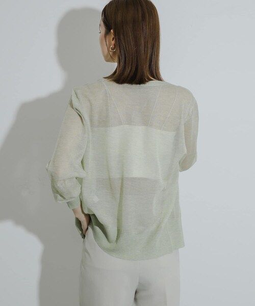 SENSE OF PLACE by URBAN RESEARCH（センスオブプレイスバイアーバンリサーチ）の「シアーメランジラメカーディガン（カーディガン/ボレロ・レディース・CHARCOAL/YELLOW/ORANGE・one）」の14枚目の写真