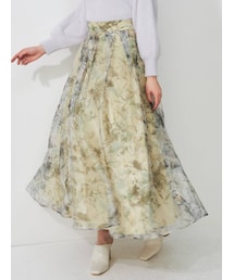 MERCURYDUO | オーガンジーフラワーリバーシブルフレアスカート(スカート)